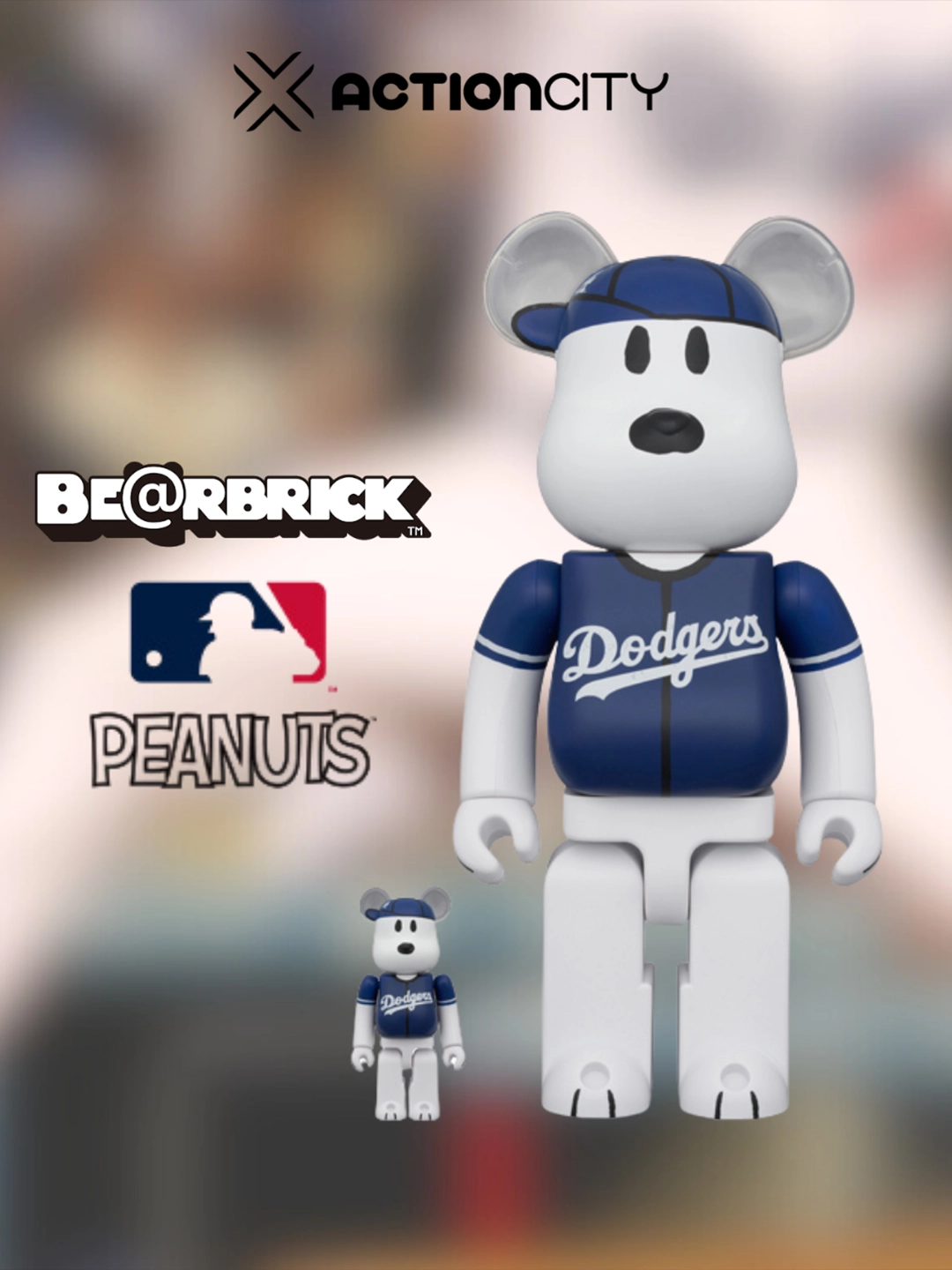 Pre-order ] Bearbrick Mlb X Peanuts Snoopy (los Angeles Dodgers